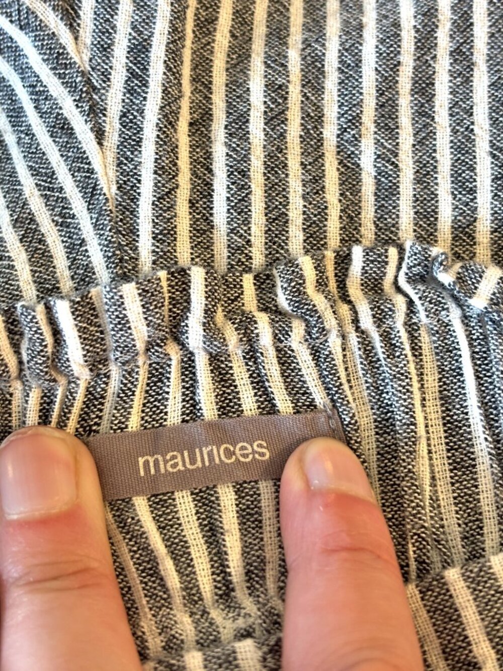 Maurices Striped Paperbag Waist Shorts Blue White Cotton Tie Front Size M - Picture 3 of 8